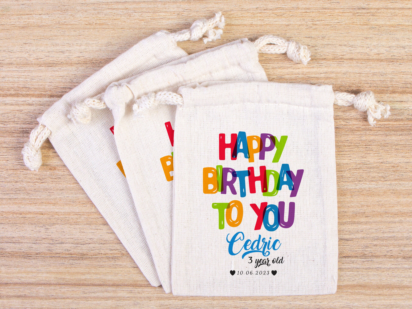 Custom Logo & Design Printed Personalized Bags - Happy Birthday Favour Bags, Custom Party Bags for 1st - Handmade Goodie Bags Happy Animals