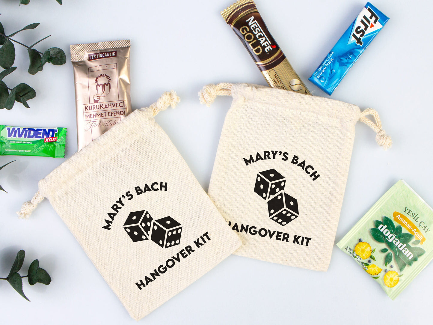 Hangover Kit Bags, Party Recovery Kit Bags - Survival kit pouch - Hangover bags - Bachelorette Party - Custom Print Cotton Bags