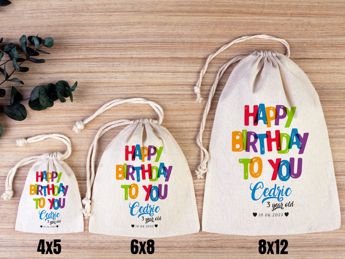Custom Logo & Design Printed Personalized Bags - Happy Birthday Favour Bags, Custom Party Bags for 1st - Handmade Goodie Bags Happy Animals