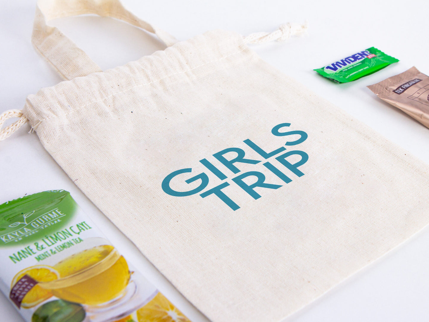 Girls Trip Favor Bag, Favor Bag, Birthday Bag, 6"W x 8"H (15.5cm x 20cm) Cotton - Eco-Friendly, Reusable Bags, Organic Cotton Gİft Bags