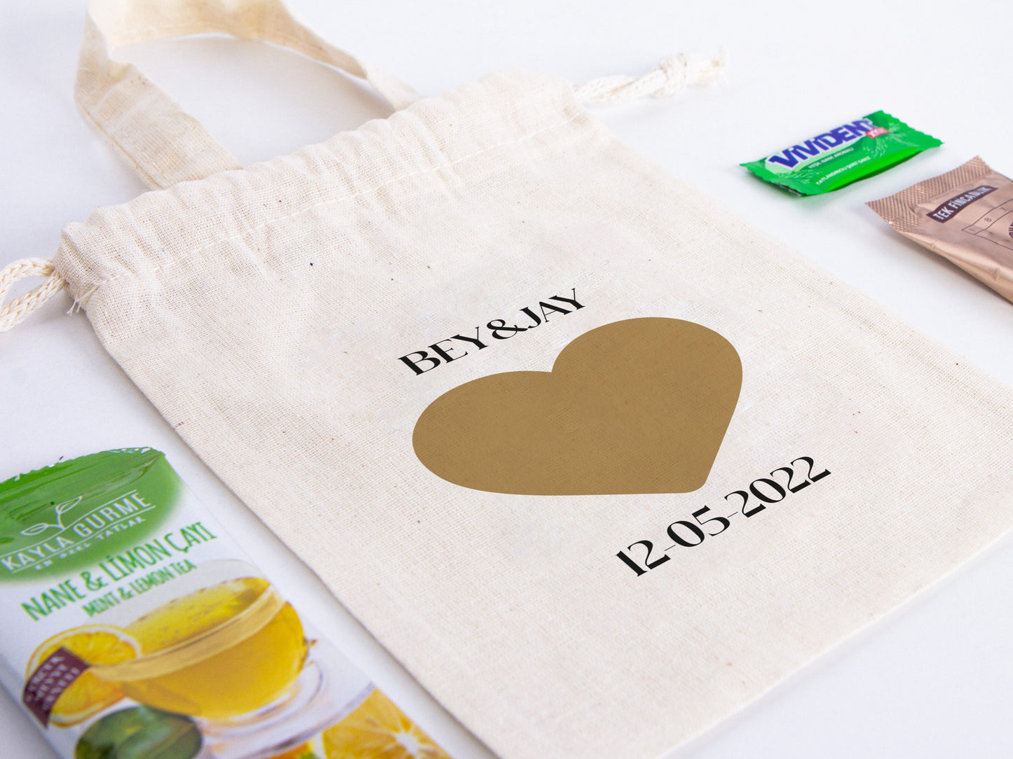 Wedding Favor Bags, 6"W x 8"H (15.5 cm x 20 cm) Custom Name Wedding Favor Gift Bags, Thank You Bags, Custom Cotton Favor Bags, Organic Pouch Bags