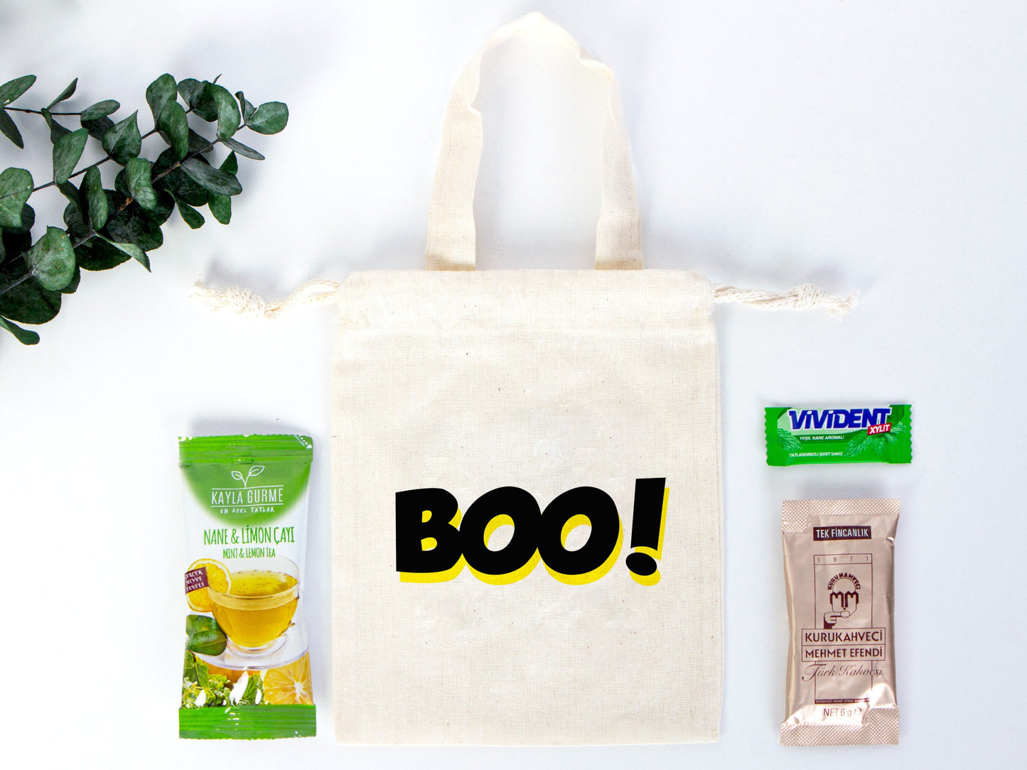 Boo Party Favor Bags - 6"W x 8"H (15 cm x 20 cm) Wedding Festival, Party Favor Bags, Cotton Favor Bags