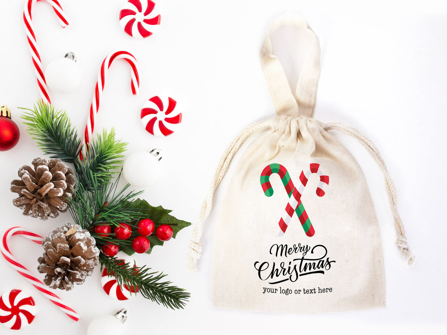 Personalized Christmas Gift Bags, 27 Design, Holiday Party Favors, Personalized 6"W x 8"H (15.5cm x 20 cm) Cotton Bags , Muslin Bags, Gift Bags