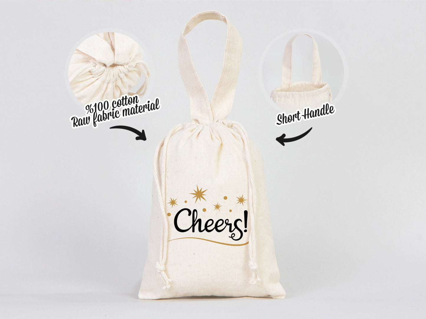 Custom Cheers Christmas Bags - 6"W x 8"H (15.5 cm x 20 cm) - Personalized Family or Company Bags - Bachelorette Party Gift - Happy New Year Bag