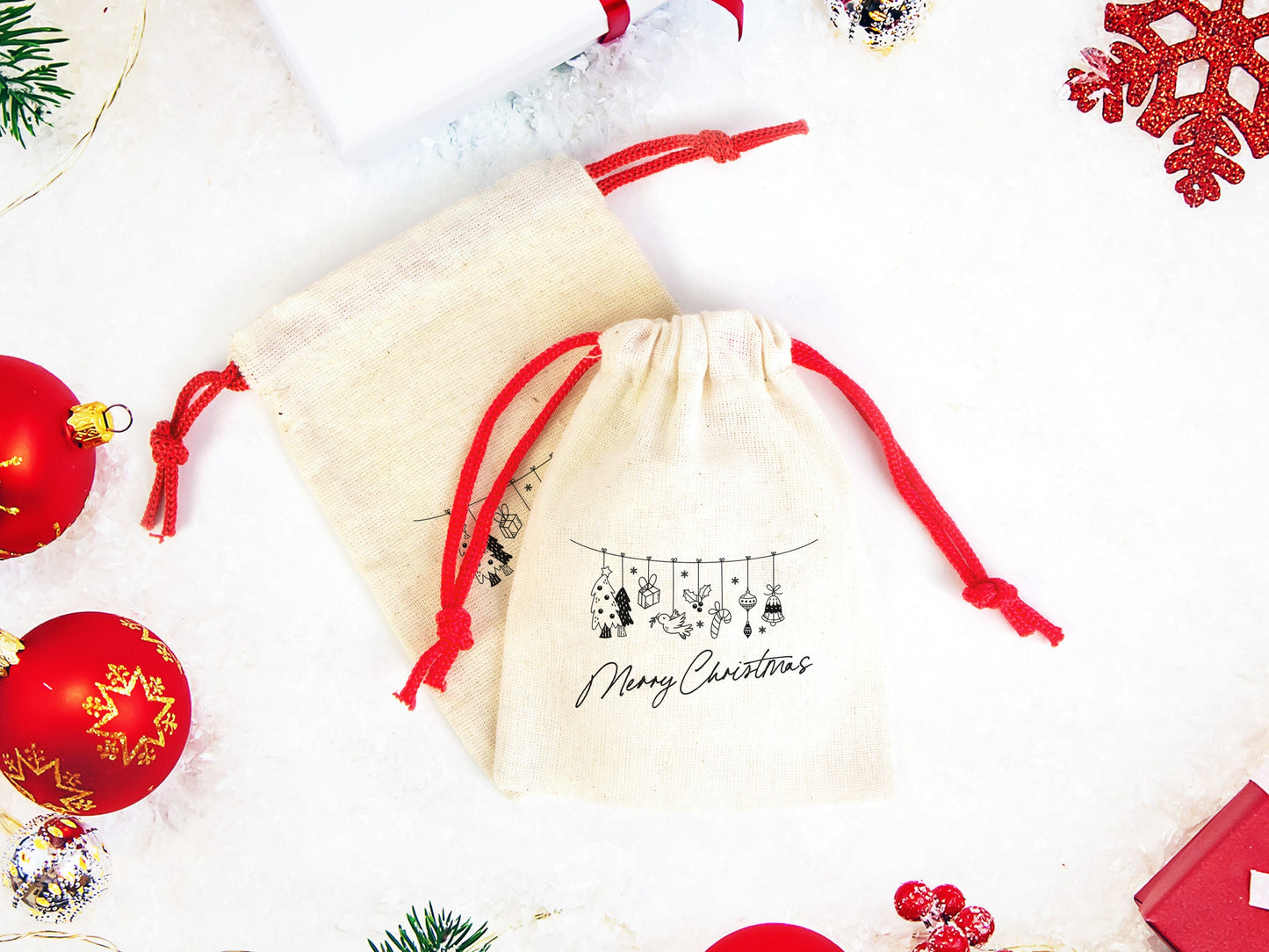 Merry Christmas Bags, Custom Family or Company Gift Bags, Add Logo & Text, Cotton Bags, Personalized Muslin Bags,Christmas Gifts Bag