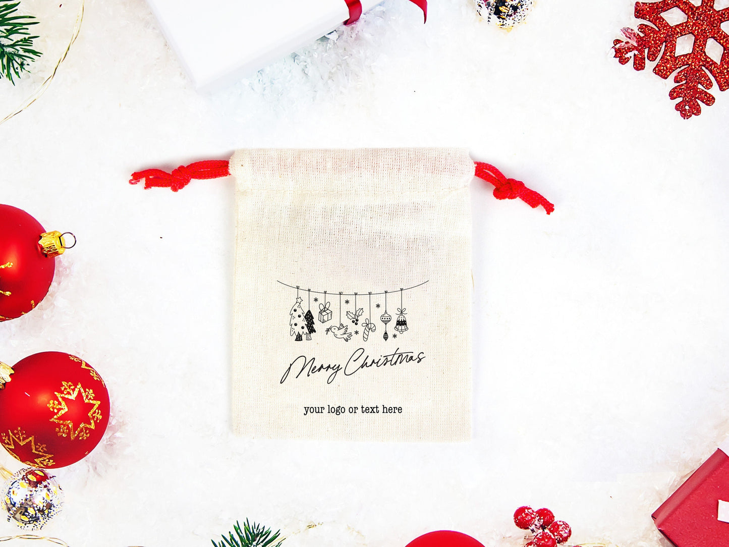 Merry Christmas Bags, Custom Family or Company Gift Bags, Add Logo & Text, Cotton Bags, Personalized Muslin Bags,Christmas Gifts Bag