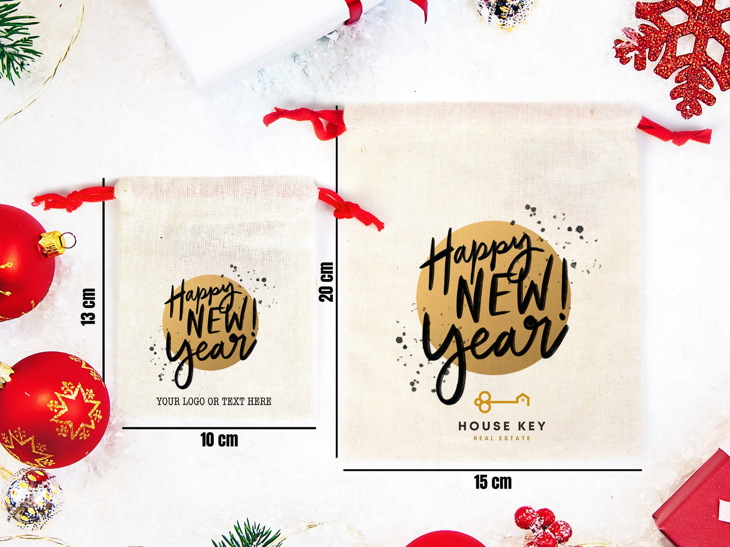 Celebrate the New Year with Personalized Gift Bags - Company Gift Bags - Custom Designs Available - Perfect for Corporate Events, Holiday Parties