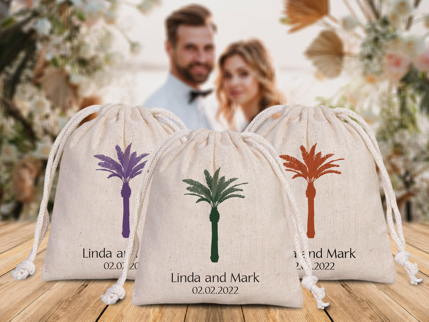 Welcome Wedding Pouches, Wedding Party drawstring pouches - Custom Bridal Party Cotton Bag - Bridesmaid Sack for Wedding