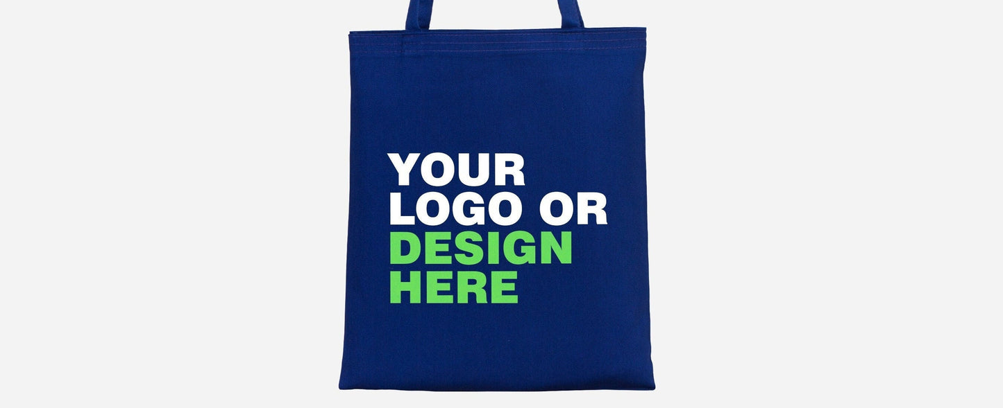 Blue Tote Bags - 14"W x 16"H (35 cm x 40 cm) Organic Cotton Cloth Bags - Colorful Cotton Bag