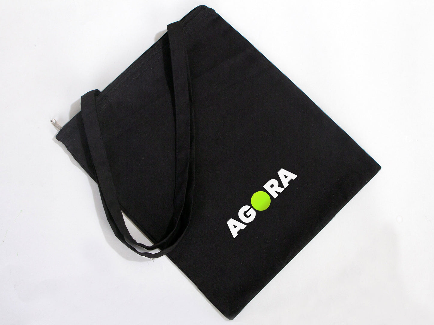Black Tote Bags With Zip, 14"W x 16"H (35 cm x 40 cm) - Custom Tote Bags With Your Logo - Custom Promotional Bags