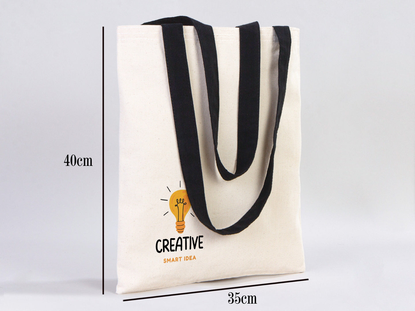 Custom Canvas Tote Bag 14"W x 16"H (35 cm x 40 cm) - Personalised Tote Bag, Customize Cotton Fabric Bags, 9 Color Handle, Cotton Totes With Logo