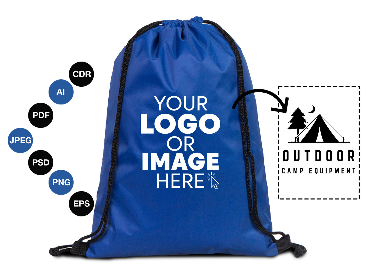 Custom Drawstring Backpack 5"W x 7"H (15 cm x 18 cm) - Waterproof Bag, Wholesale Logo Drawstring Bag
