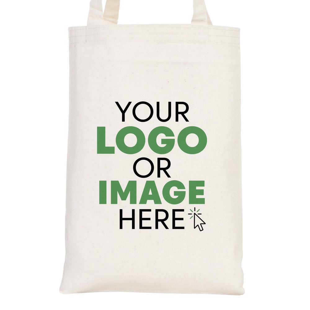Custom Long Handle Tote Bag - 10"W x 14"H (25 cm x 35 cm) - Promotional Tote Bag - Photo Print Tote Bag - Mini Shopping Bag