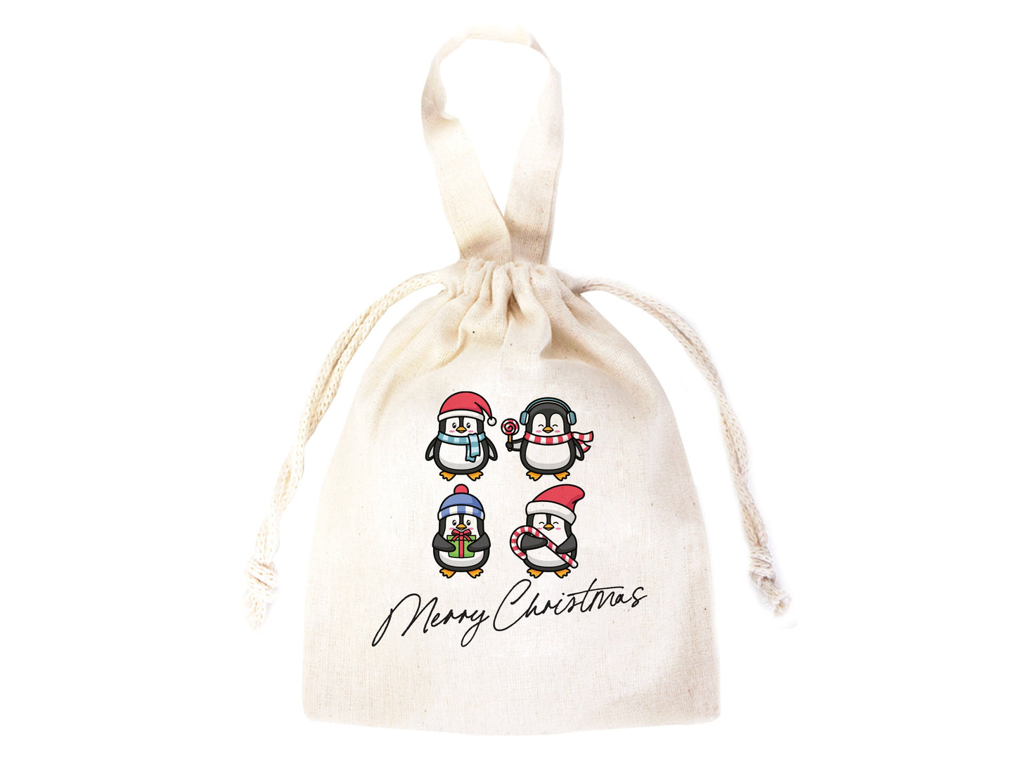 Personalized Christmas Gift Bags, 27 Design, Holiday Party Favors, Personalized 6"W x 8"H (15.5cm x 20 cm) Cotton Bags , Muslin Bags, Gift Bags