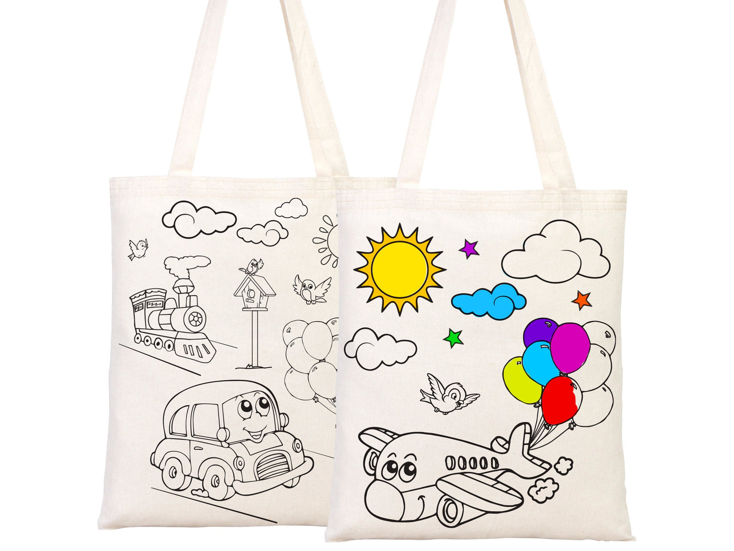 Painting Coloring Bag, NO PENCIL In This Package, 14"W x 16"H (35.5 cm x 40 cm) Car and Plane Coloring Bag, Washable Coloring for Kids, Fun Coloring Activities