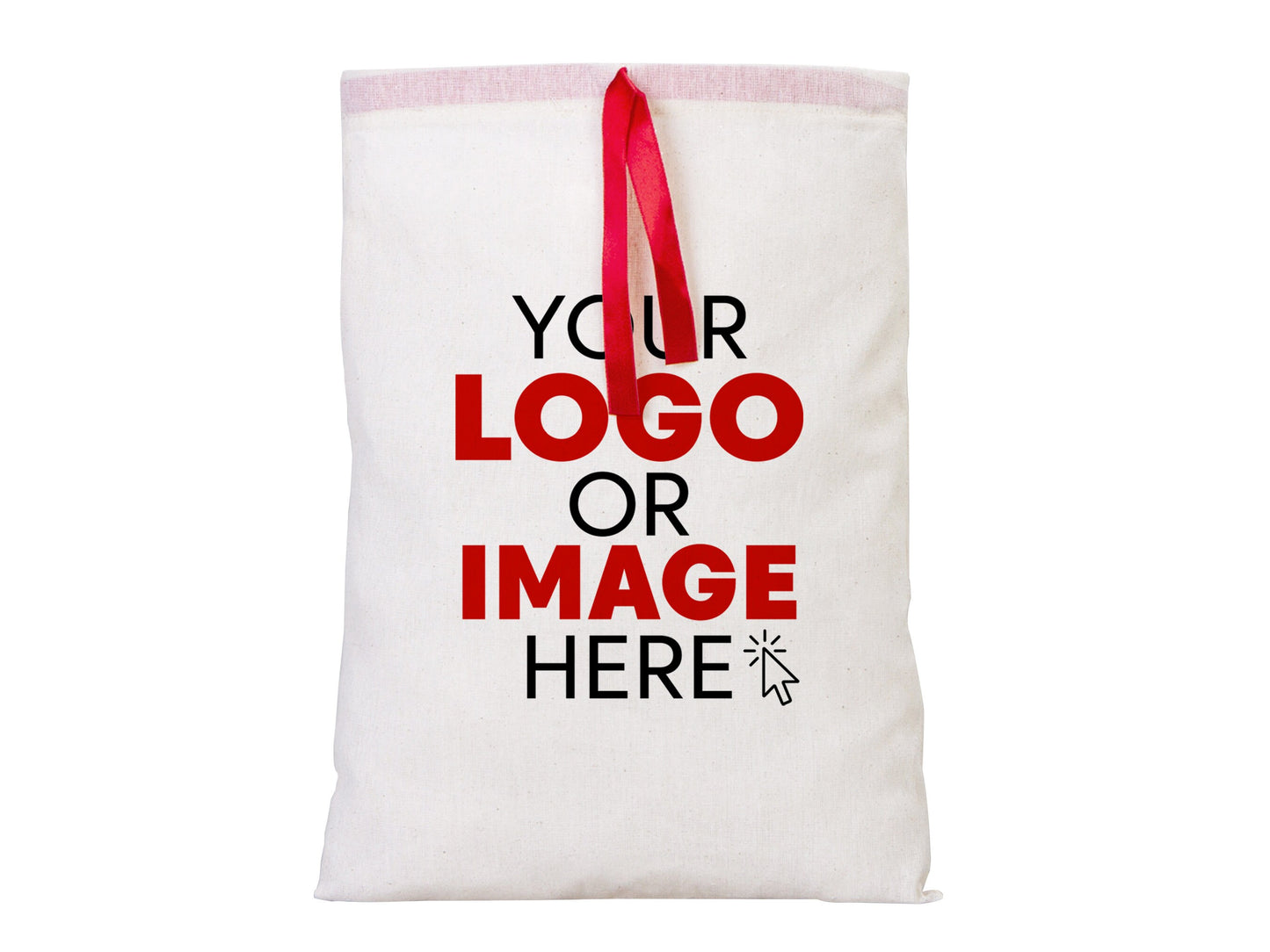 Personalized Logo Printed Cotton Bags – 8 W x 12 H (20 cm " x 30 cm ") Red Double Drawstring Pouch Bags, Custom Party Favor Bags for Bridal Gifts