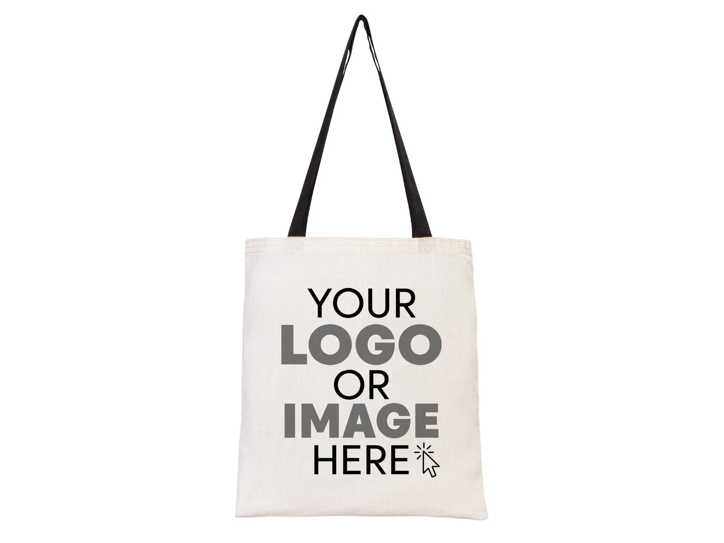 Custom Tote Bag with Stylish Black Handle - 16"W x 14"H (40 cm x 35 cm) - Promotions and Logo & Photo Printing - Personalized Logo Print Bags