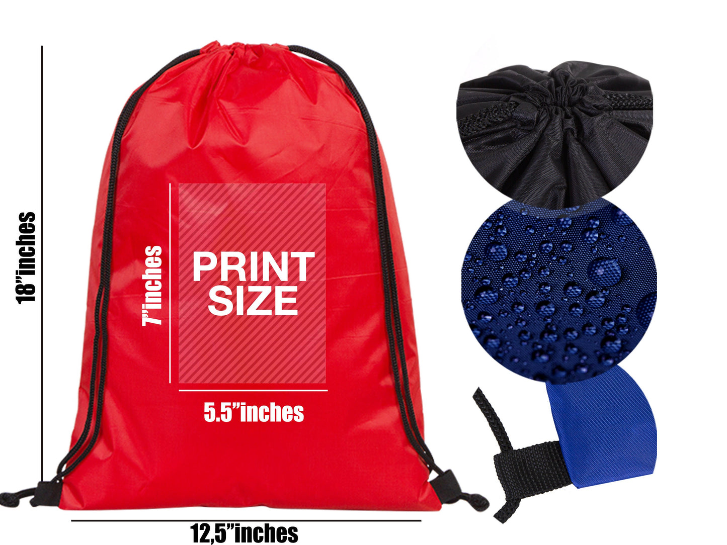 Custom Drawstring Backpack 5"W x 7"H (15 cm x 18 cm) - Waterproof Bag, Wholesale Logo Drawstring Bag