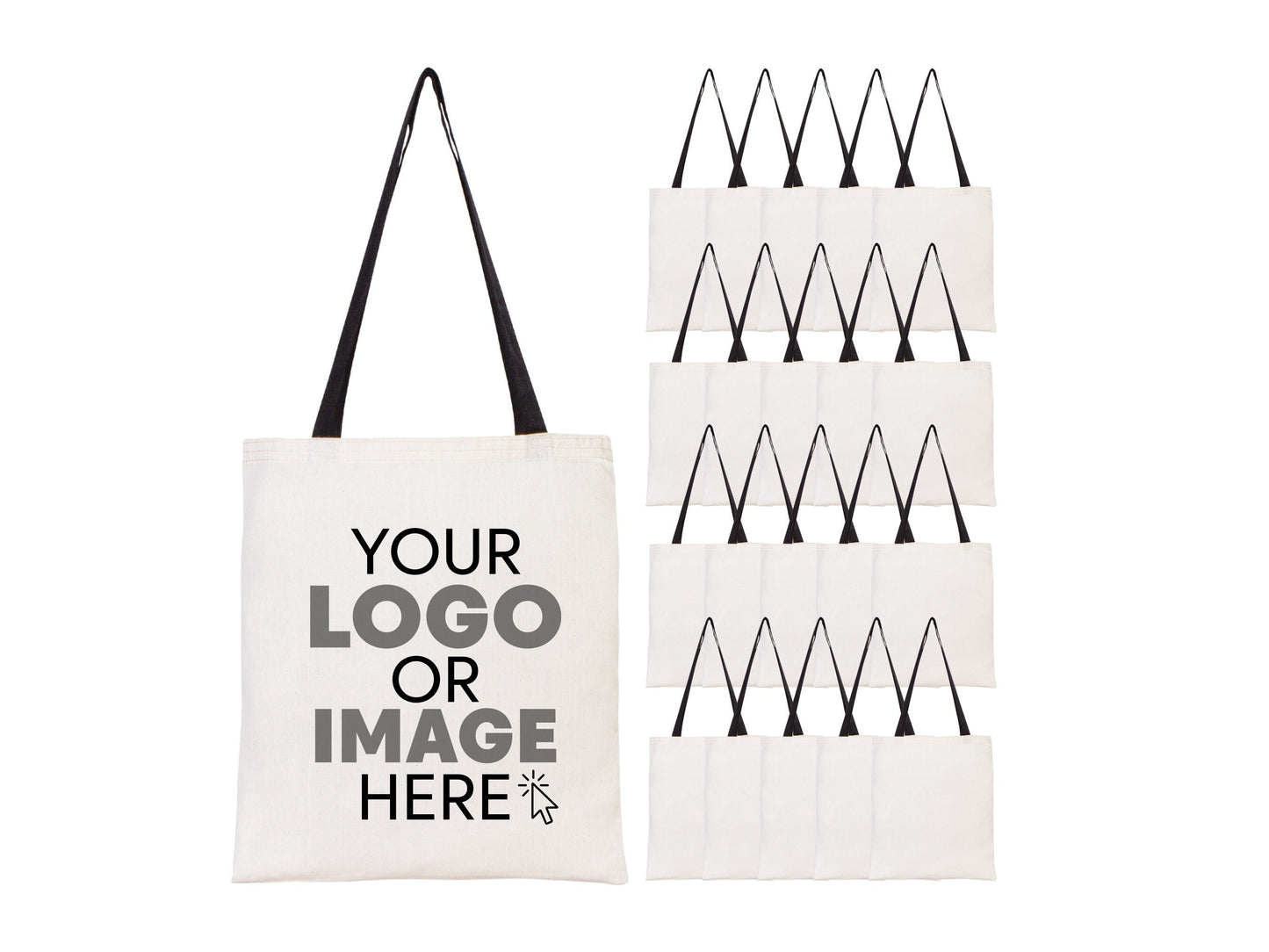 Custom Tote Bag with Stylish Black Handle - 16"W x 14"H (40 cm x 35 cm) - Promotions and Logo & Photo Printing - Personalized Logo Print Bags