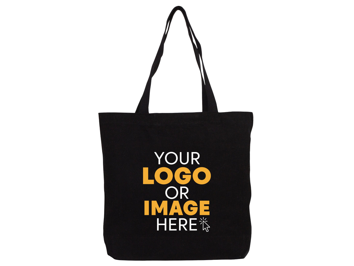 Black Custom Canvas Bag, 19"W x 16"H x 4"L (48 cm x 41 cm x 10 cm), Personalized Cotton Bags, Promotional Bags, Beach Bags