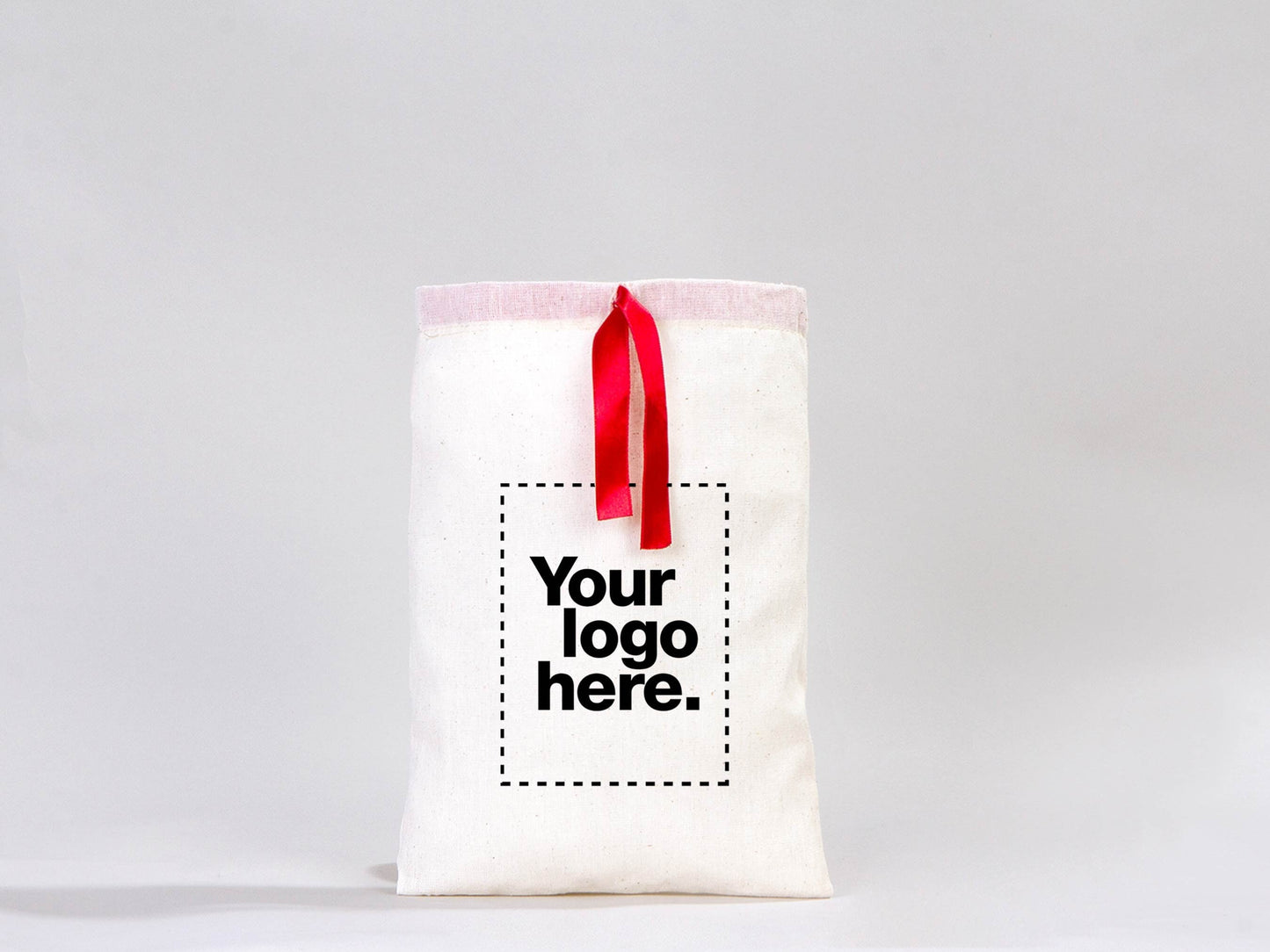 Personalized Logo Printed Cotton Bags – 8 W x 12 H (20 cm " x 30 cm ") Red Double Drawstring Pouch Bags, Custom Party Favor Bags for Bridal Gifts