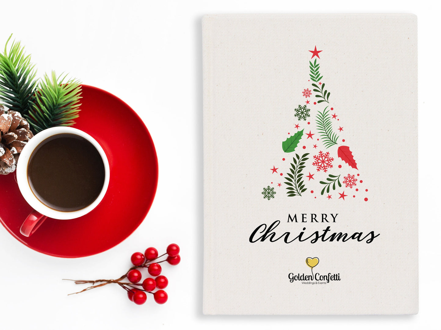 Custom Christmas Sketchbook, 2024 Notebooks, 6"W x 8"H (15 cm x 20 cm) Personalized Notebook Christmas Gift, Custom Logo Print