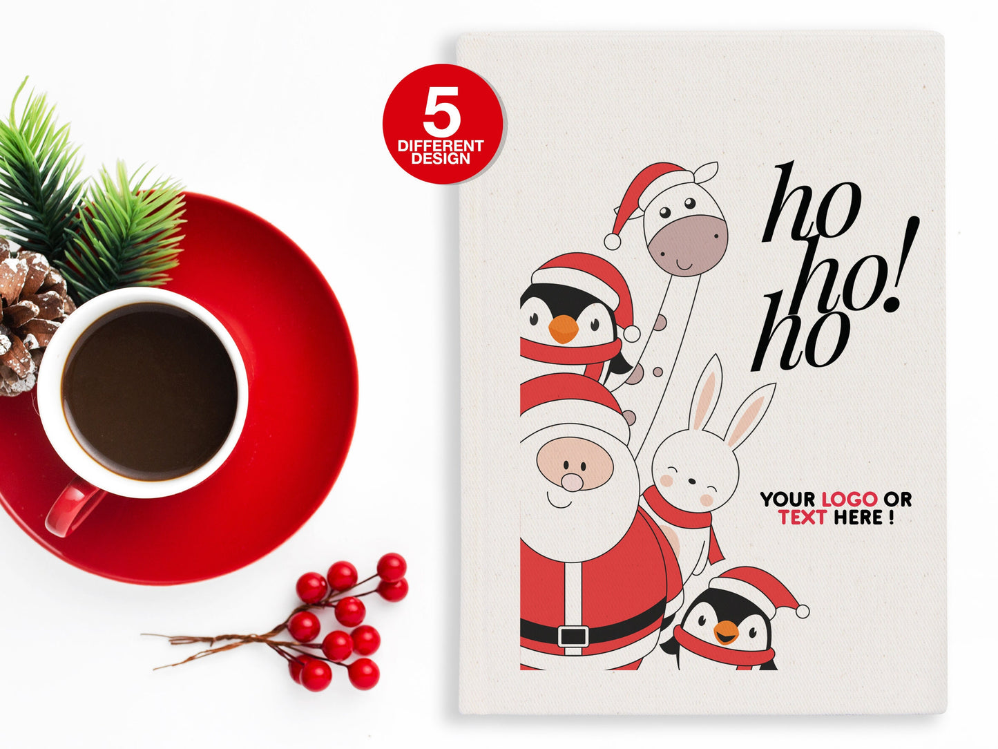 Custom Christmas Sketchbook, 2024 Notebooks, 6"W x 8"H (15 cm x 20 cm) Personalized Notebook Christmas Gift, Custom Logo Print