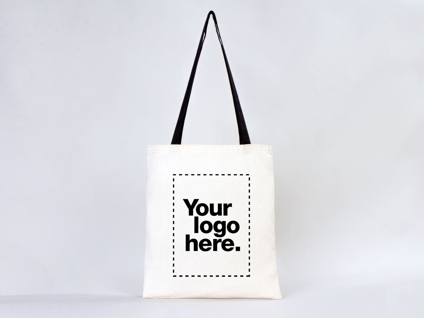 Custom Tote Bag with Stylish Black Handle - 16"W x 14"H (40 cm x 35 cm) - Promotions and Logo & Photo Printing - Personalized Logo Print Bags