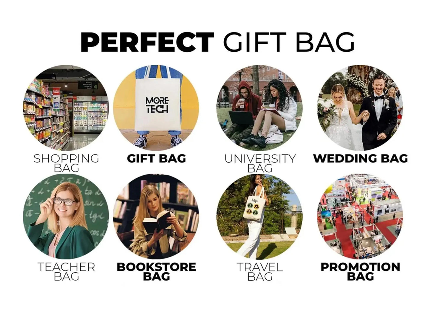 Custom Tote Bags With Logo – 8 oz Cotton Fabric, Reusable & Printable