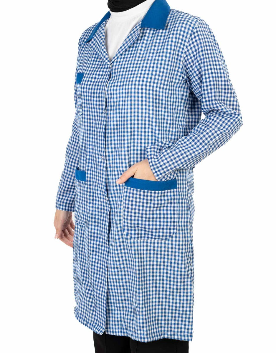 Pötikare Woman Work Apron Blue Open Collar