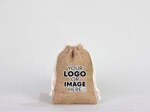 Custom Coffee Burlap Drawstring Bags - 100% Natural Jute (4"W x 5"H) - Pamusan.com