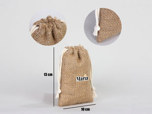 Custom Coffee Burlap Drawstring Bags - 100% Natural Jute (4"W x 5"H) - Pamusan.com
