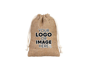 Custom Coffee Burlap Drawstring Bags - 100% Natural Jute (4"W x 5"H) - Pamusan.com