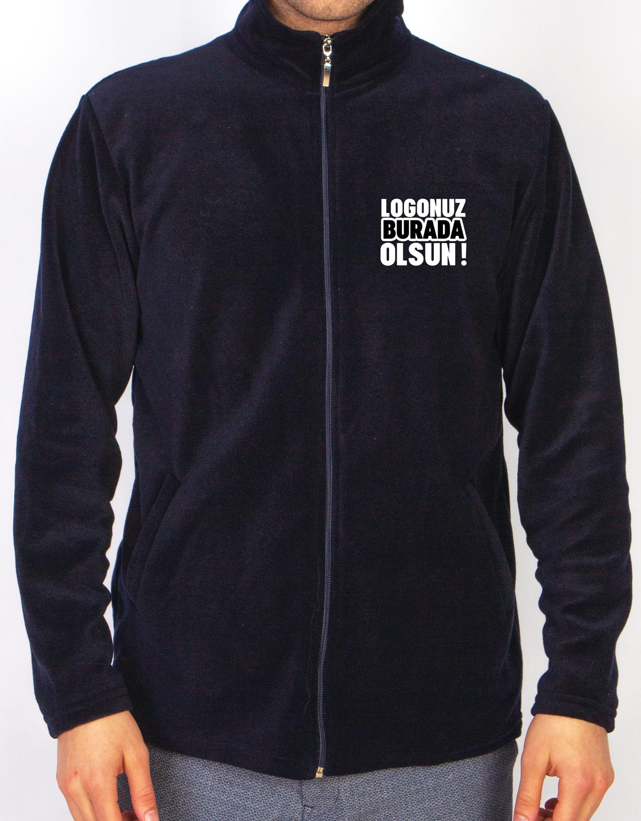 Logo Embroidery Print Polar - Navy