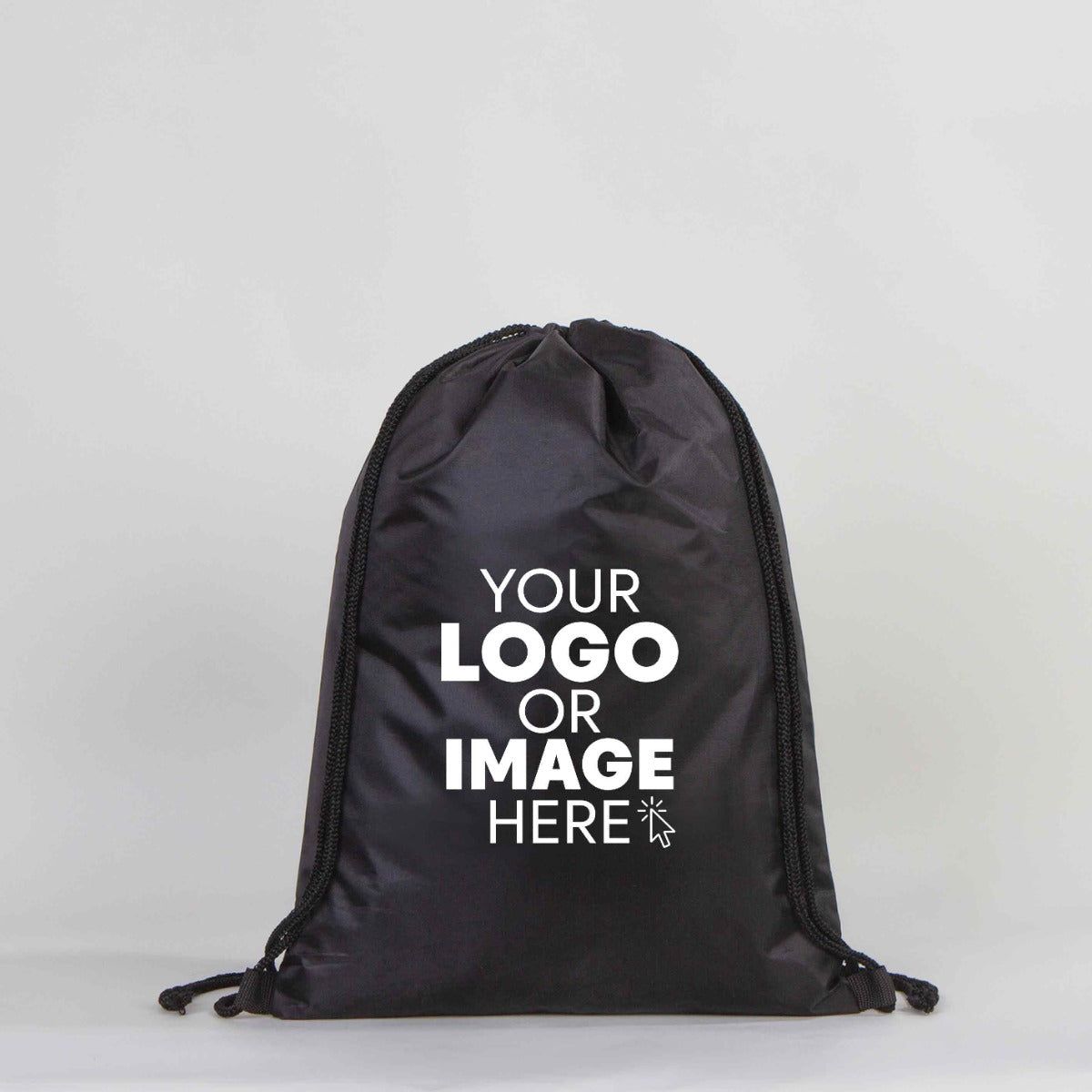 Polyester Drawstring Backpack 12" W x 18" H (32 cm x 45 cm) - Black (Customize)