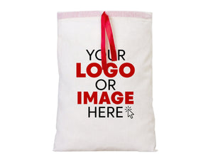 Personalized Logo Printed Cotton Bags – 8 W x 12 H (20 cm " x 30 cm ") Red Double Drawstring Pouch Bags, Custom Party Favor Bags for Bridal Gifts - Pamusan.com