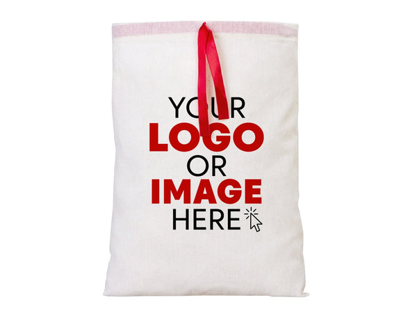 Personalized Logo Printed Cotton Bags – 8 W x 12 H (20 cm " x 30 cm ") Red Double Drawstring Pouch Bags, Custom Party Favor Bags for Bridal Gifts - Pamusan.com