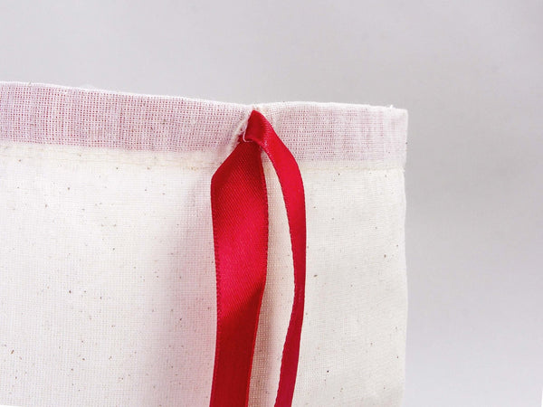 Personalized Logo Printed Cotton Bags – 8 W x 12 H (20 cm " x 30 cm ") Red Double Drawstring Pouch Bags, Custom Party Favor Bags for Bridal Gifts - Pamusan.com