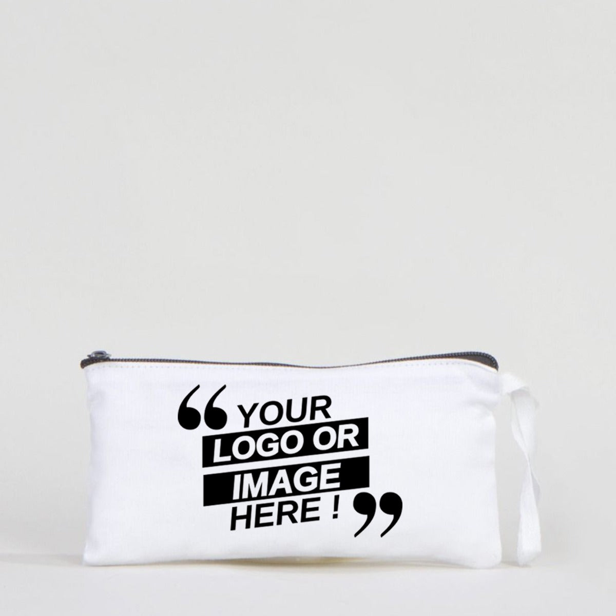 Fabric Pencil Case 8" W x 4" H (21x10 cm) - White Color (Customize)
