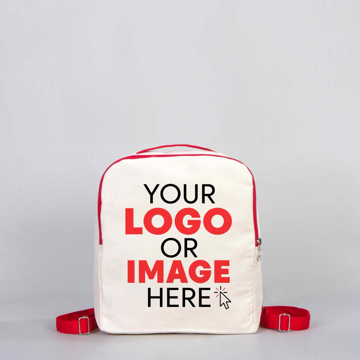 Red Handle VIP Canvas Backpack 10"W x 13"H x 4"L (25 cm x 32 cm x 10 cm) - (Customize)