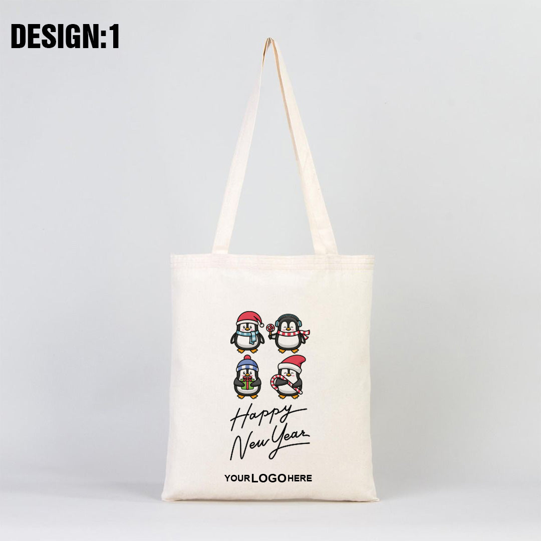 Merry Christmas Printed Tote Bag 14" W x 16" H (35 cm x 40 cm) - (Customize)
