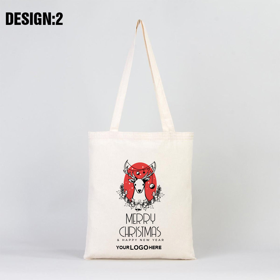 Merry Christmas Printed Tote Bag 14" W x 16" H (35 cm x 40 cm) - (Customize)