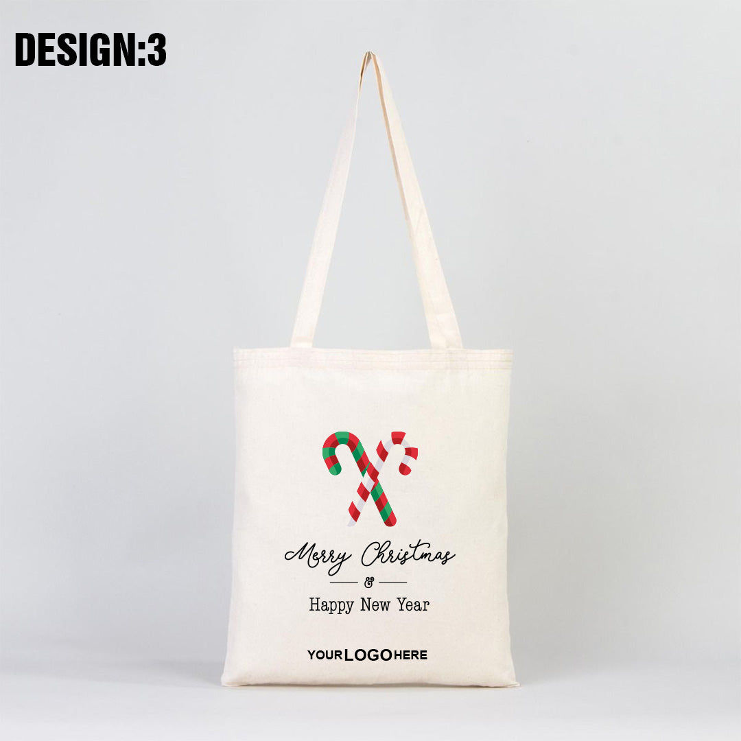 Merry Christmas Printed Tote Bag 14" W x 16" H (35 cm x 40 cm) - (Customize)
