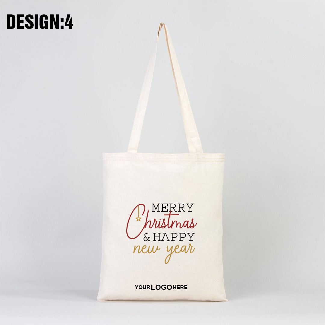 Merry Christmas Printed Tote Bag 14" W x 16" H (35 cm x 40 cm) - (Customize)