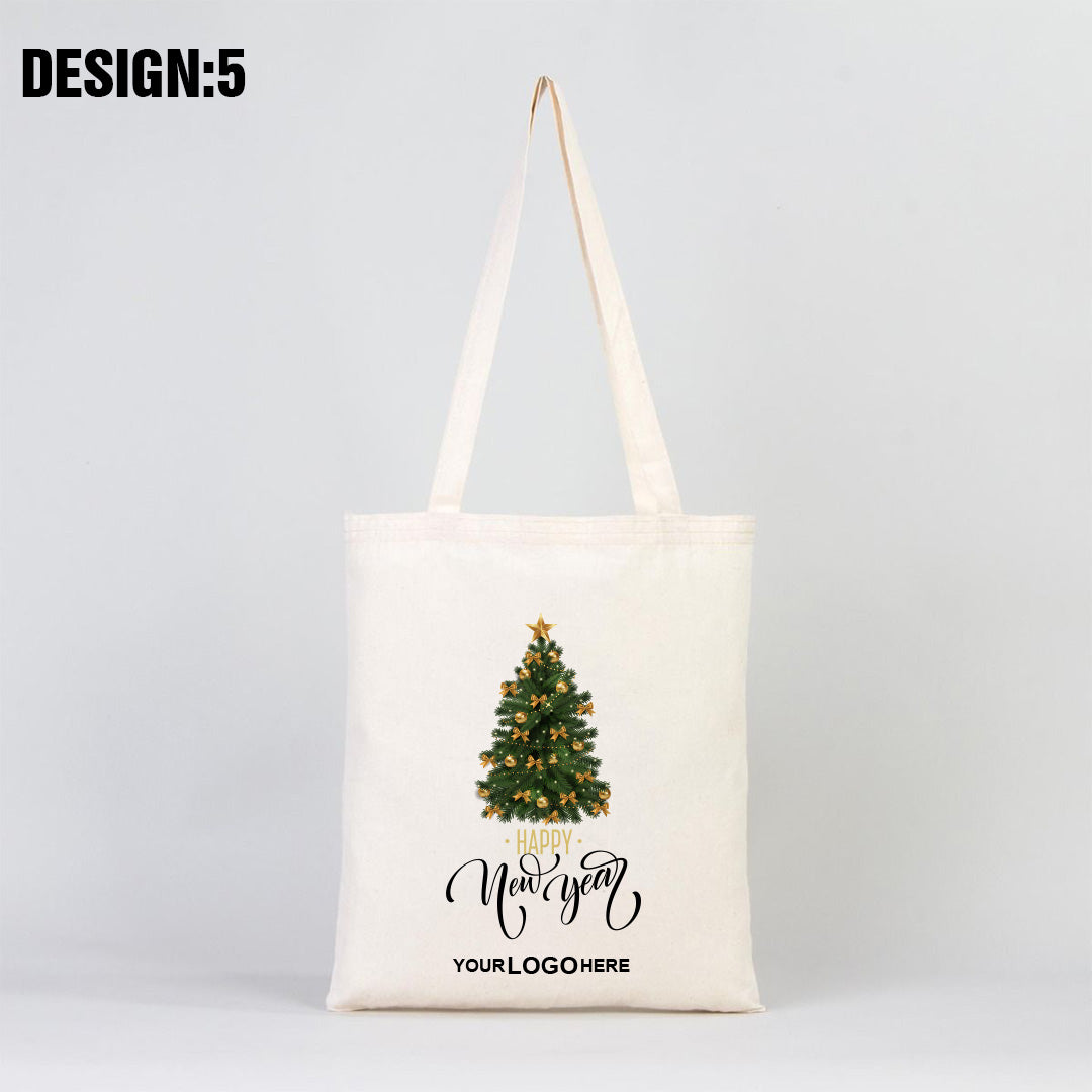 Merry Christmas Printed Tote Bag 14" W x 16" H (35 cm x 40 cm) - (Customize)