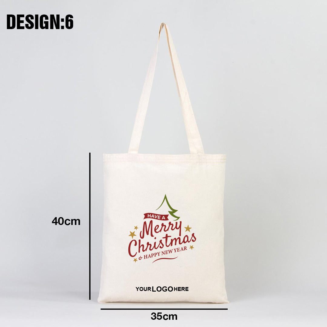 Merry Christmas Printed Tote Bag 14" W x 16" H (35 cm x 40 cm) - (Customize)