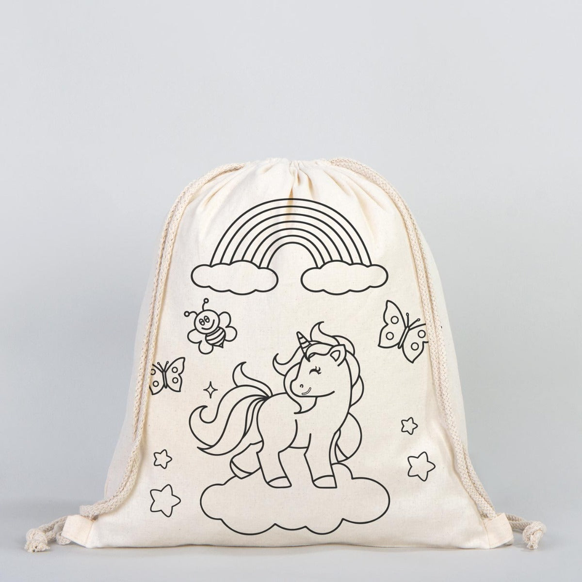 Drawstring Backpack Unicorn and Cat Coloring Bags for Kids - 14" W x 16" H (35x40 cm)