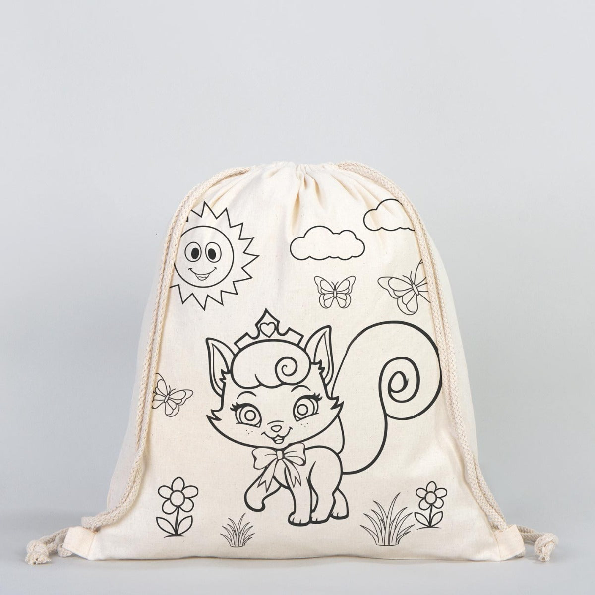 Drawstring Backpack Unicorn and Cat Coloring Bags for Kids - 14" W x 16" H (35x40 cm)