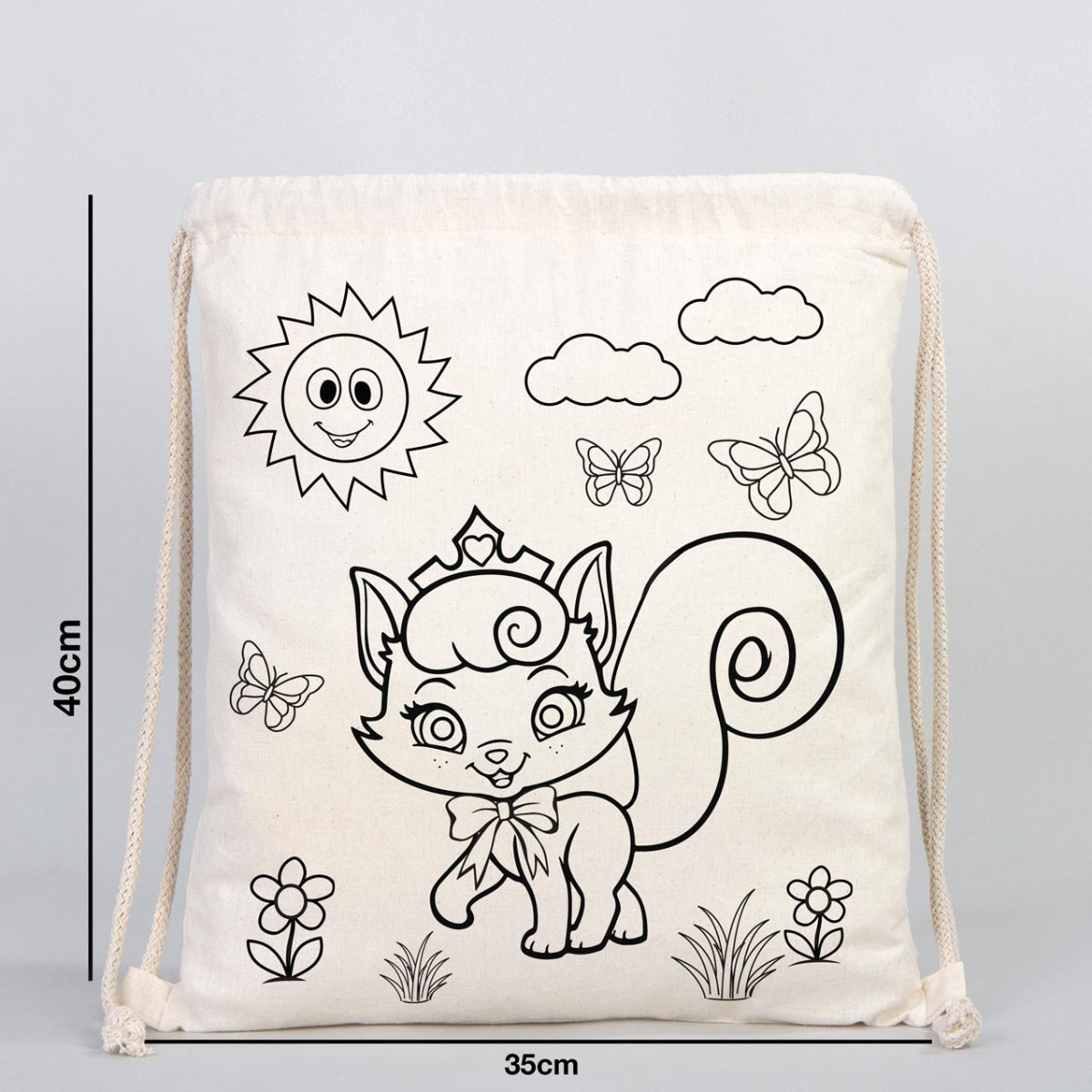 Drawstring Backpack Unicorn and Cat Coloring Bags for Kids - 14" W x 16" H (35x40 cm)