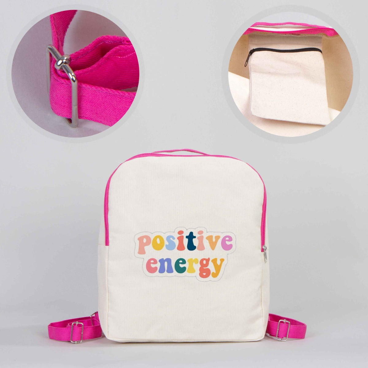 VIP Canvas Backpack 10"W x 13"H x 4"L (25 cm x 32 cm x 10 cm) - Fuchsia (Customize)